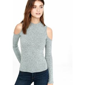 Express Ribbed Cold Shoulder Top